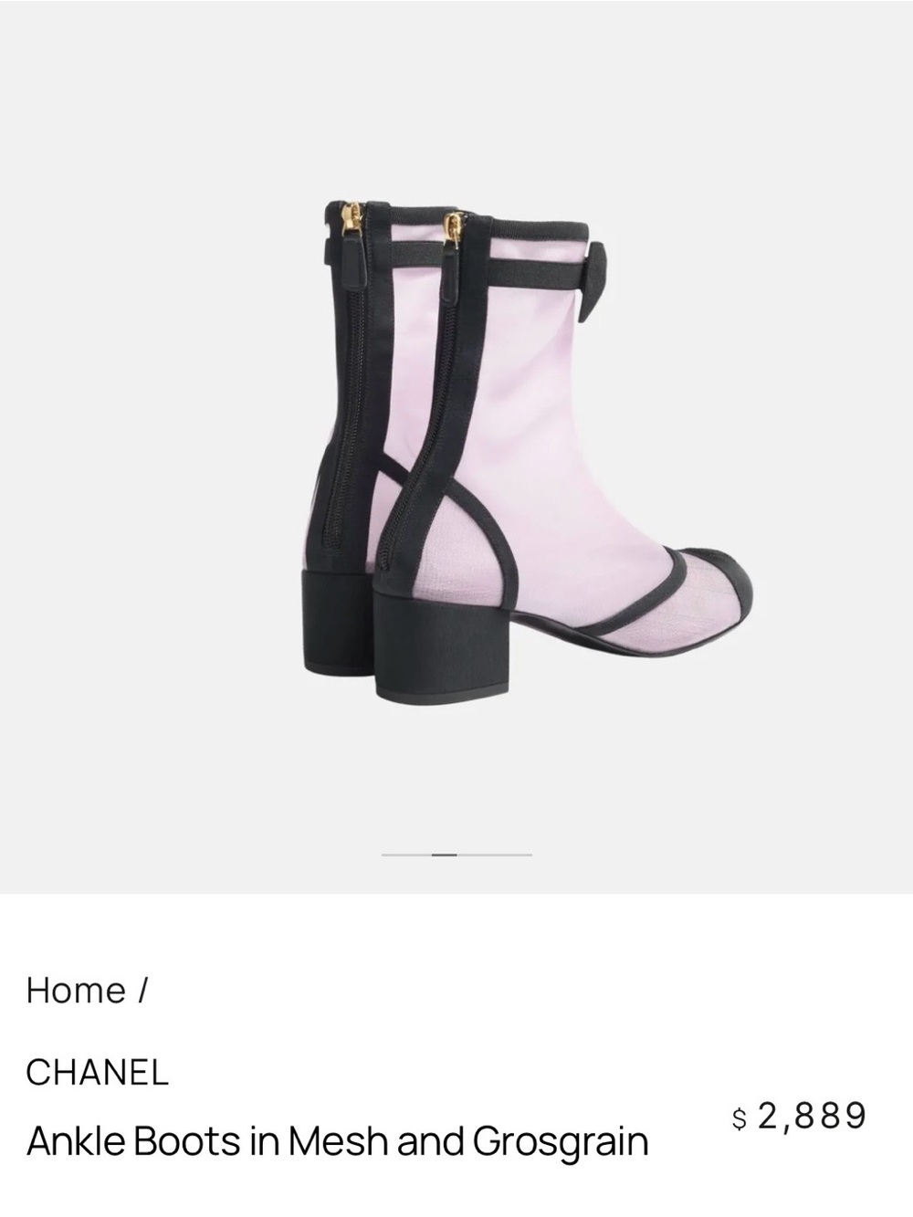 CHANEL Pink and Black Mesh Ankle Boots with Grosgrain Trim


CHANEL Mesh & Grosg